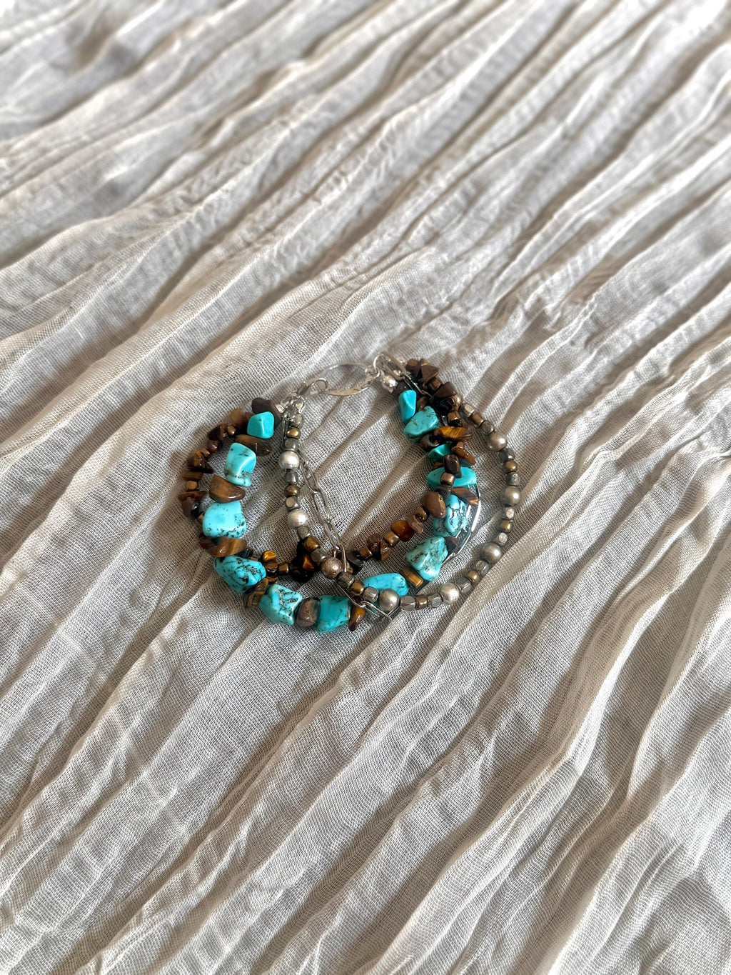 Turquoise & Tiger’s Eye Beaded Stacked Bracelet