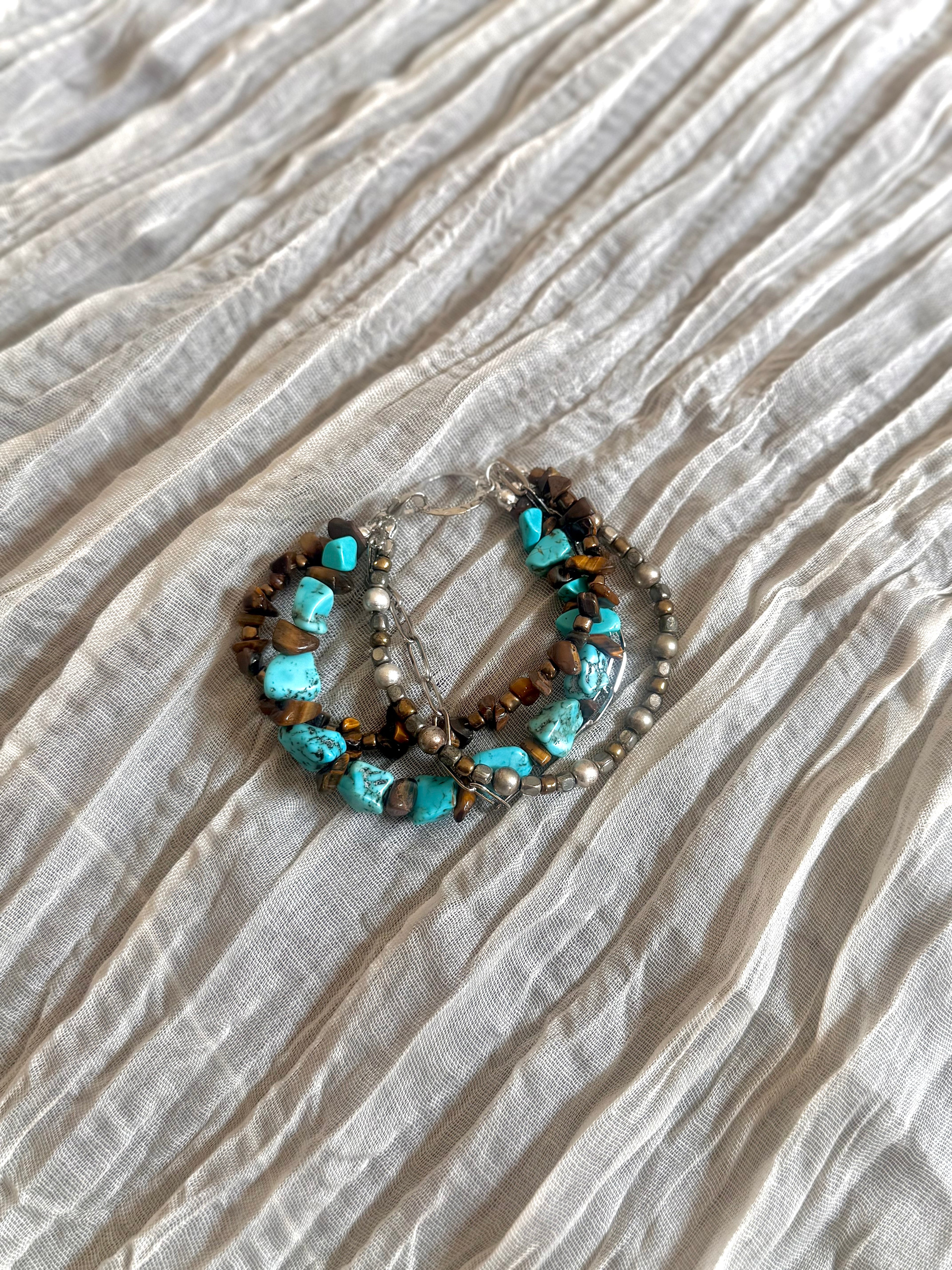 Turquoise & Tiger’s Eye Beaded Stacked Bracelet