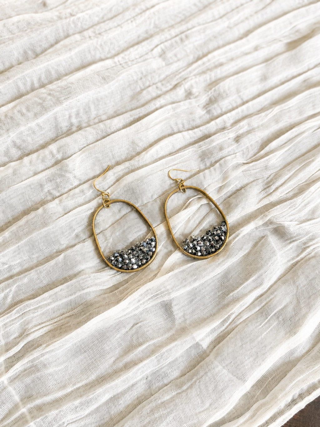 Midnight Beaded Teardrop Earrings