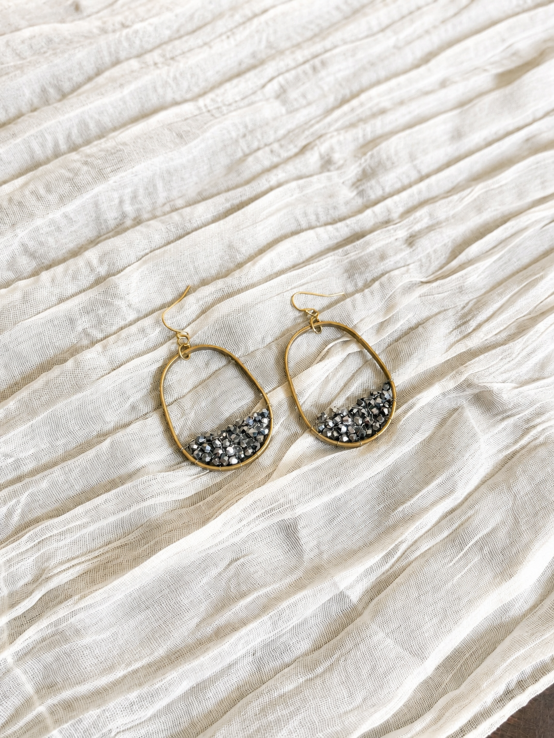 Midnight Beaded Teardrop Earrings