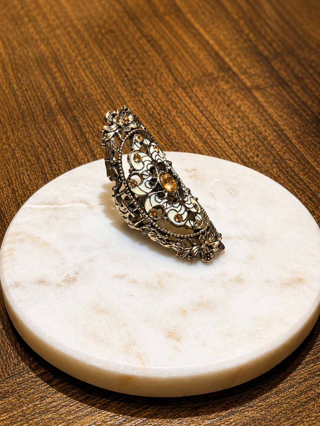 Vintage Floral Enamel Statement Ring
