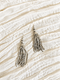 Gunmetal Beaded Tassel Earrings