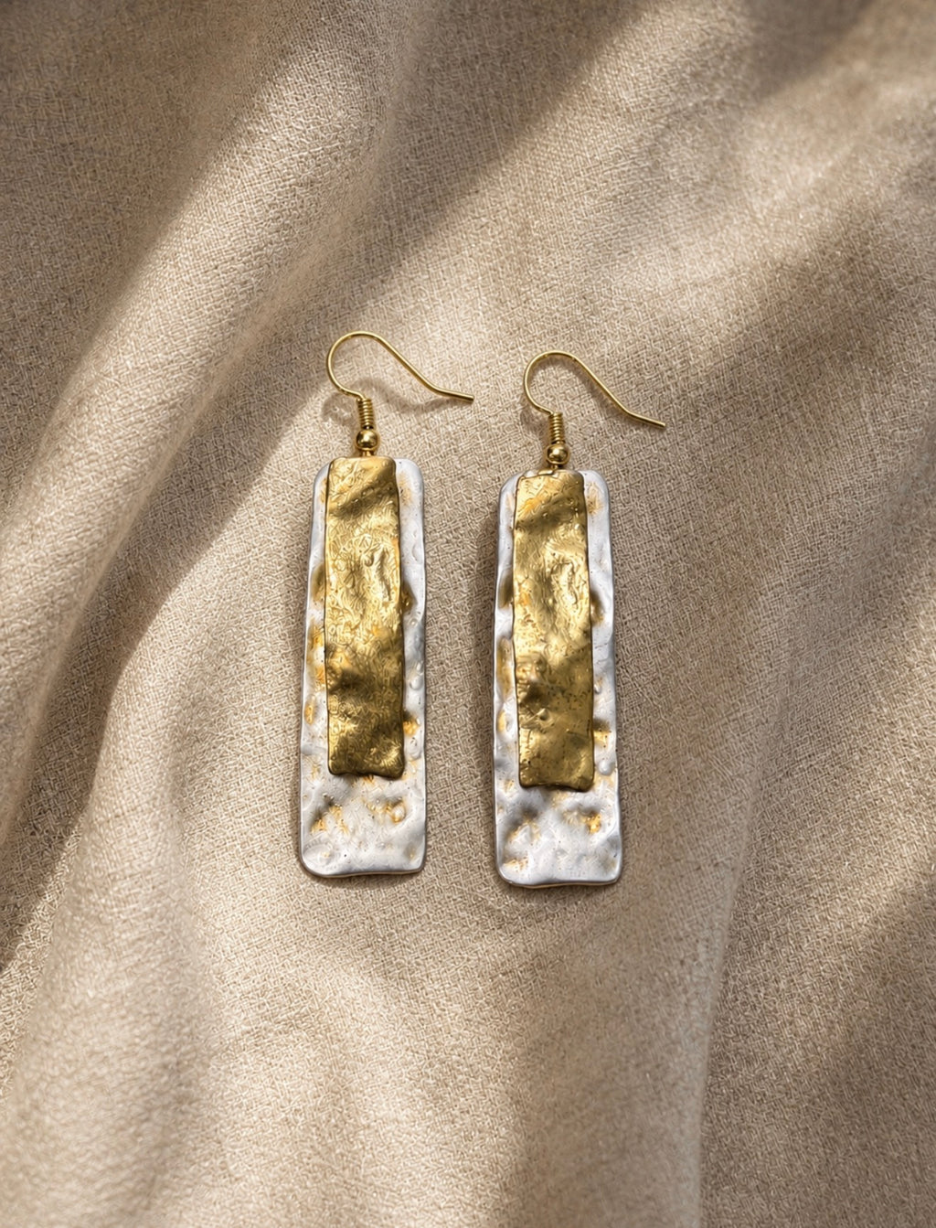Harper Mixed Metal Hammered Dangle Earrings