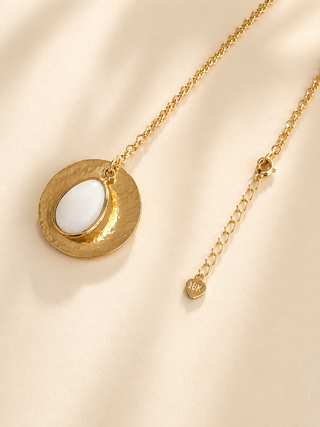 Golden Halo White Stone Pendant Necklace