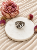 Silver Wildflower Bloom Adjustable Statement Ring